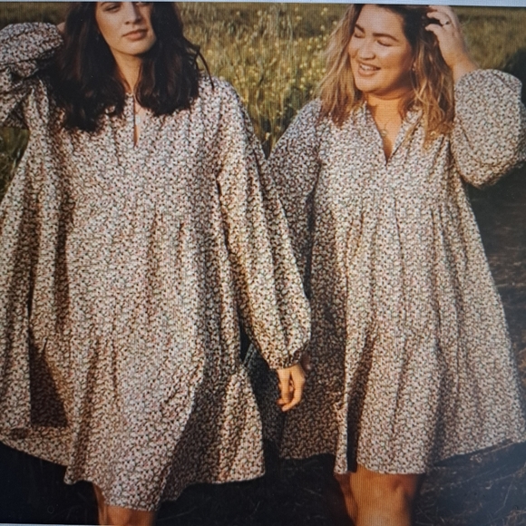 H & M A-line Cotton Ditsy Floral Cotton Oversized Mini Dress SZ S - Picture 1 of 9